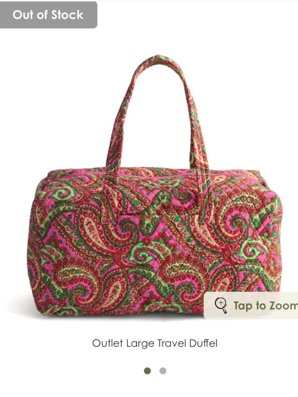 Sold out New Vera Bradley Large Travel Duffel in Cotton and Capri Pink